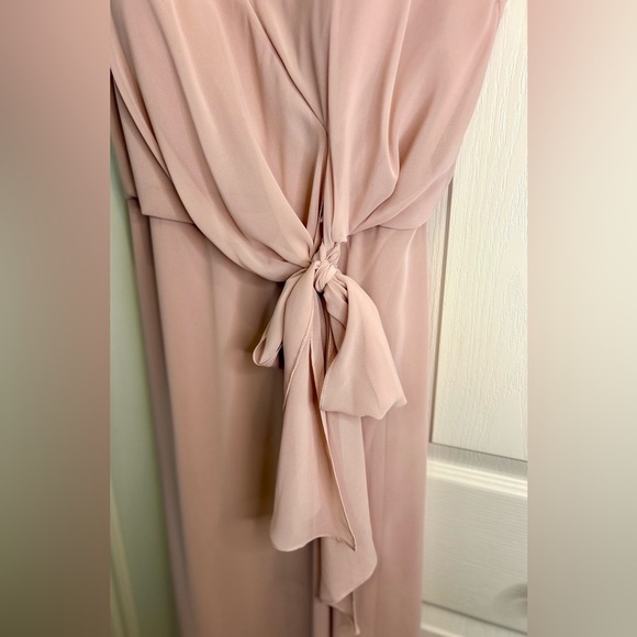 💗”Levkoff” Champagne “Chiffon” Pink Maxi Gown with Spaghetti Straps Size 14💖 - Picture 4 of 15